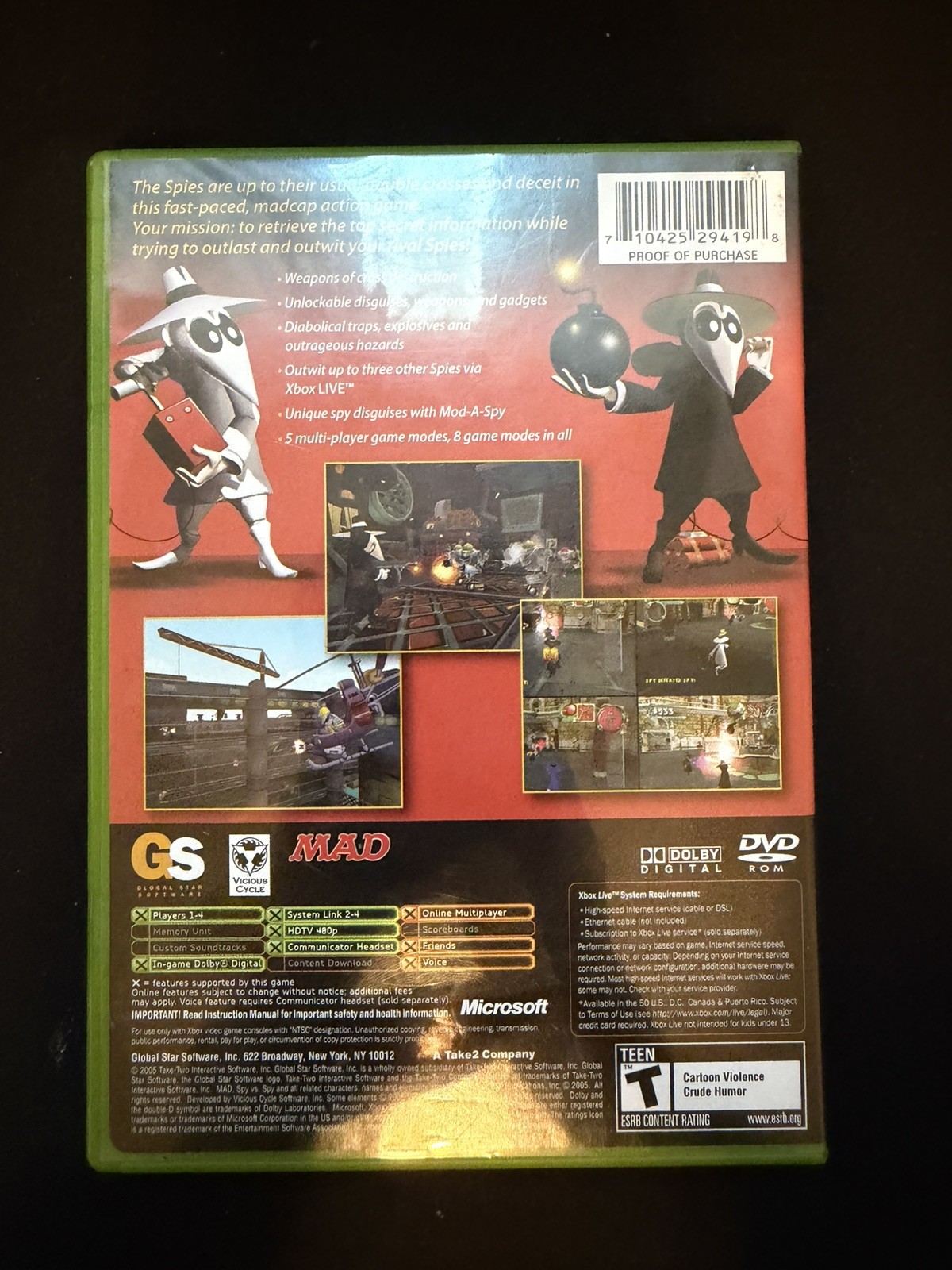 Spy vs. Spy Global Versus Star Software Microsoft Xbox MINT condition COMPLETE!