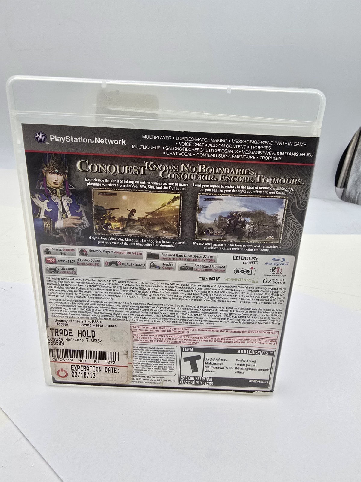 Dynasty Warriors 7 PlayStation 3 PS3 No Manual Clean Disc