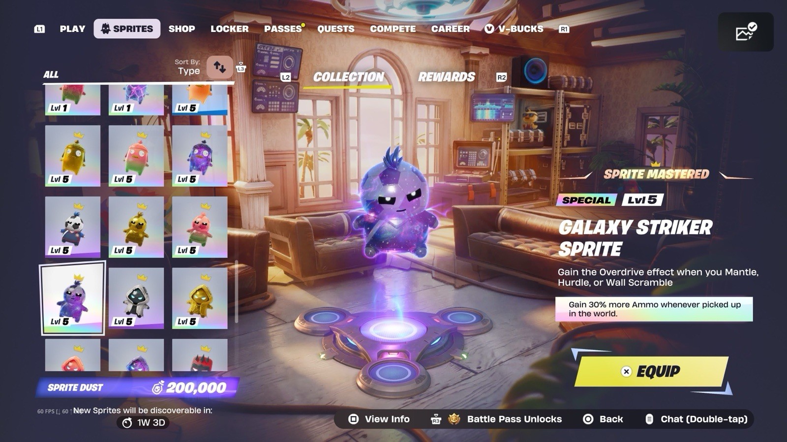 Fortnite Sprites All LVL 5 Normal, Gold, Gummy, Galaxy Sprites ALL MASTERED