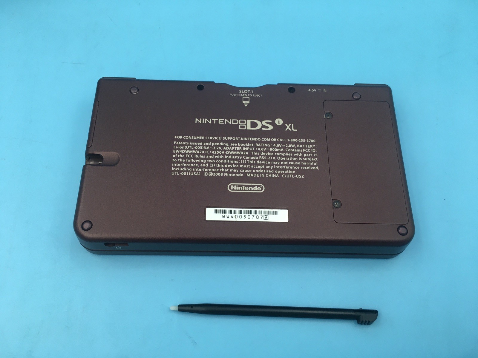 Nintendo DSi XL Red Burgundy UTL-001 w/ Stylus, Charger, 1gb SD Card, & Case