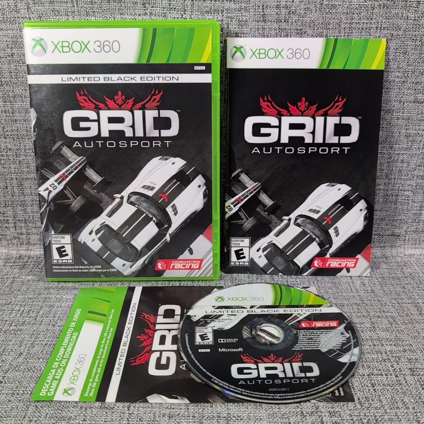 Grid Autosport: Limited Black Edition (Microsoft Xbox 360, 2014) – CIB W/ Manual
