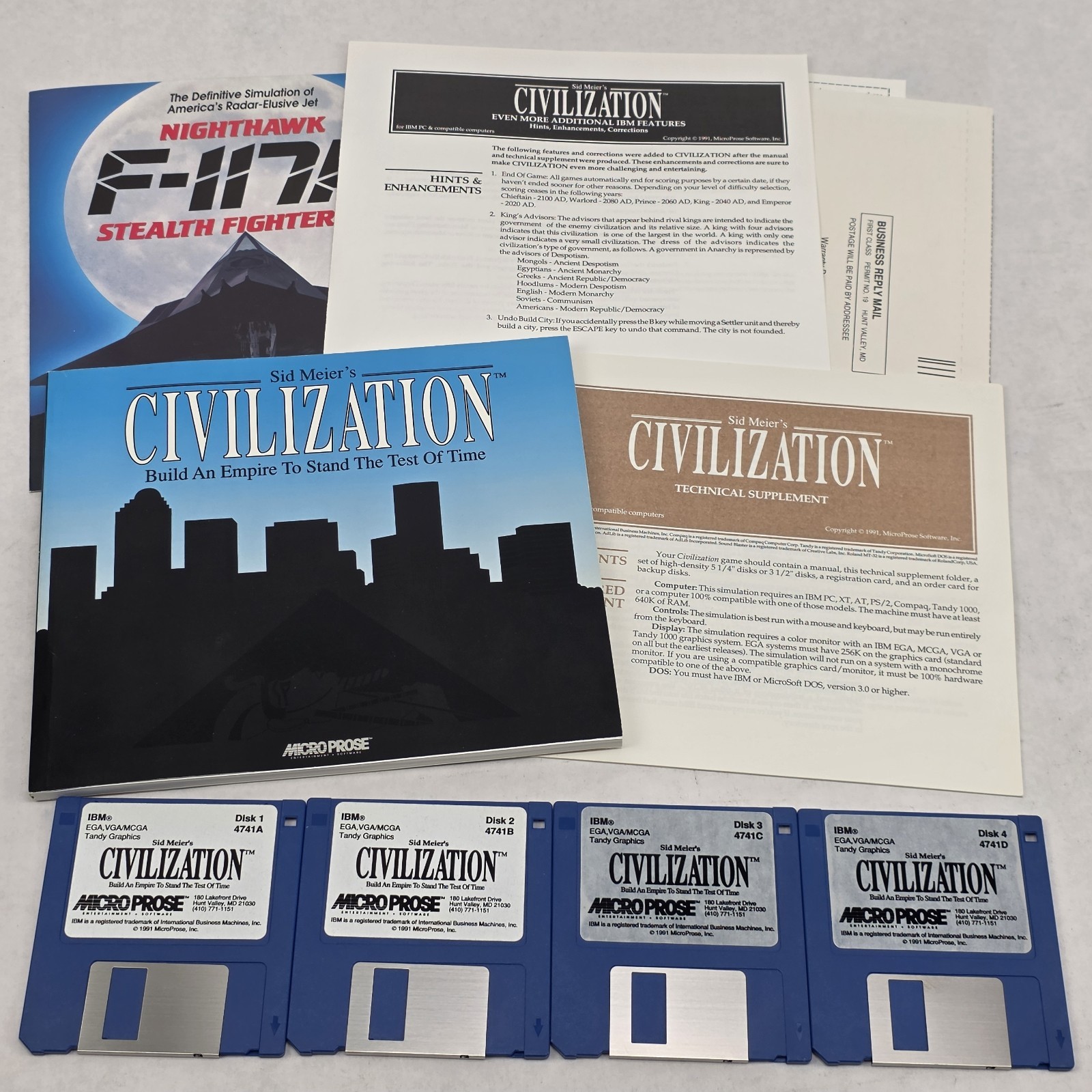Sid Meier’s Civilization BIG BOX PC 3.5″ Floppy Discs CIB Strat Guide & Civ 2!