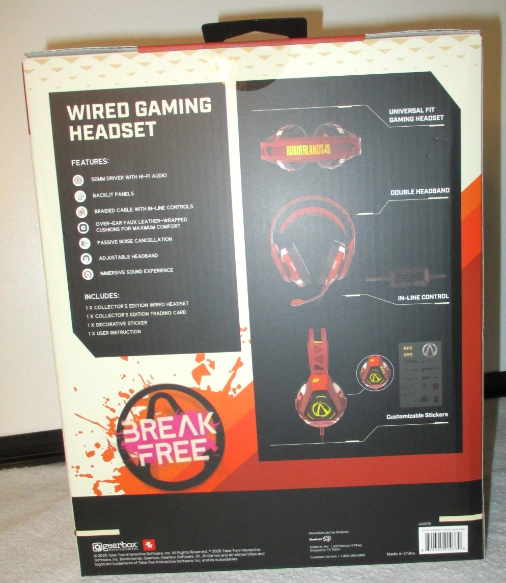 GearBox Borderlands 4 Deluxe Collector’s Edition Wired Gaming Headset NEW