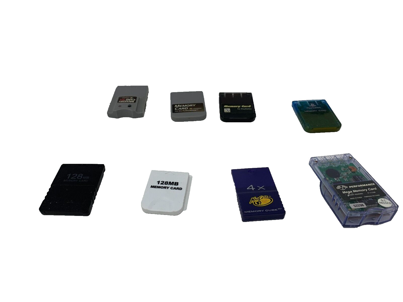Lot of (8) Memory Cards Playstation 2 Sony 128MB Game Cube Max Memory 128MB PS1
