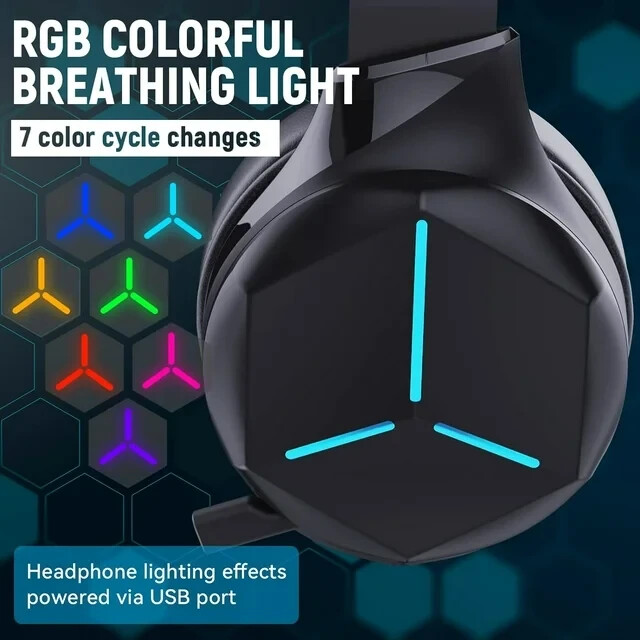 2.4G Wireless RGB Gaming Headset, Built-in Mic, PS5 PS4 PC Switch Xbox