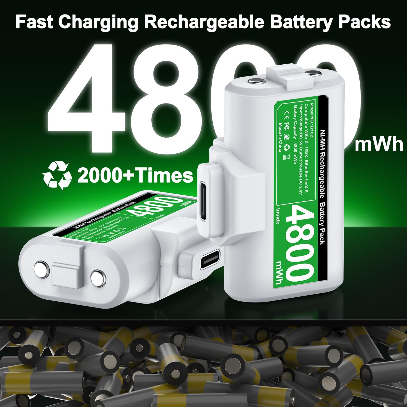 Xbox Battery Pack Rechargeable with 4 Back Covers and a USB C Charging Cable,…