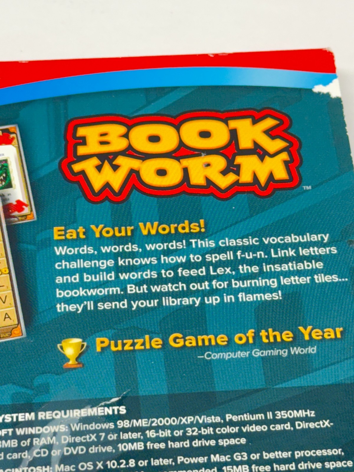 PopCap Bookworm PC Mac CD-ROM Word Puzzle Game Book Worm Pop Cap Spelling Game