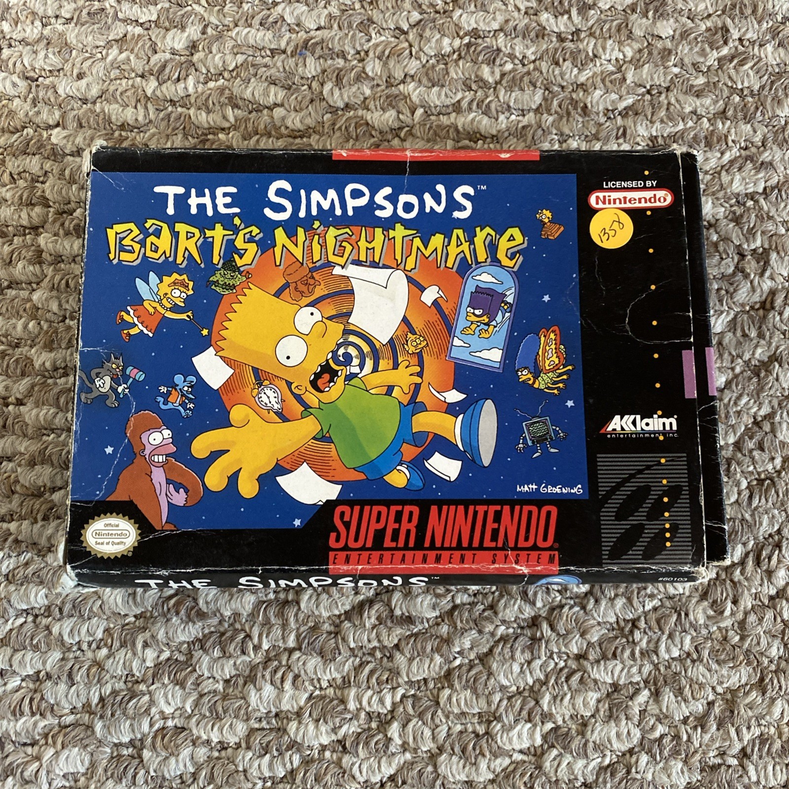 The Simpson’s Bart’s Nightmare Complete In Box CIB Super Nintendo SNES