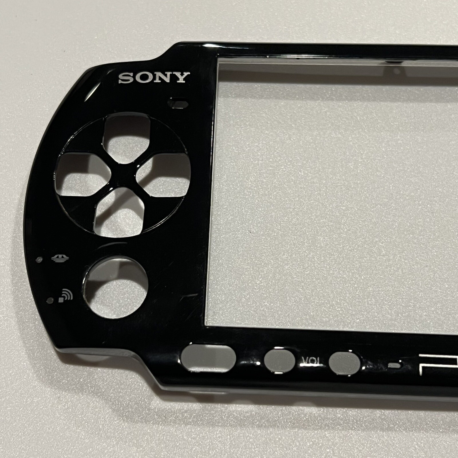 BLACK Sony PSP 3000 Front Faceplate Part Official OEM w/ New Glass Lens