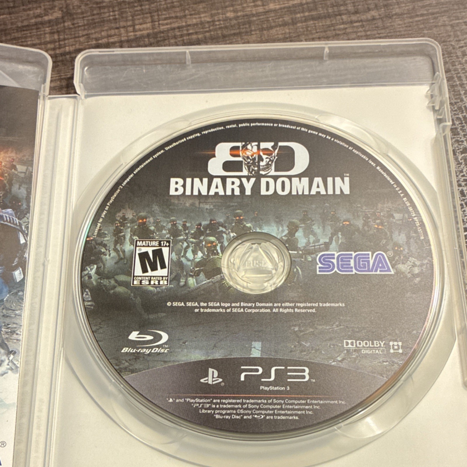 SEGA Binary Domain Sony PlayStation 3 PS3 Manual w/ Case M Mature Shooter Series