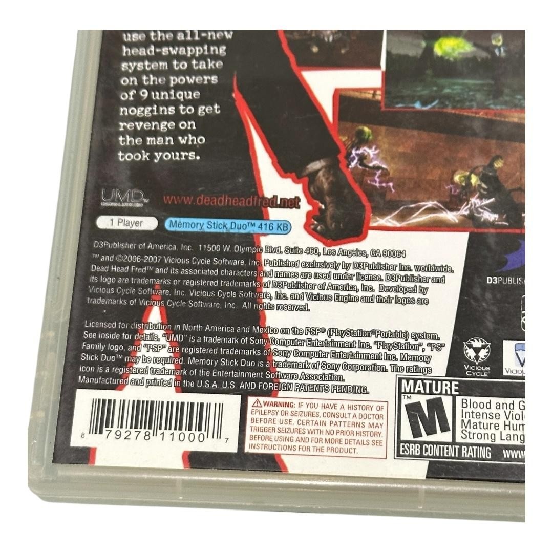 Dead Head Fred PSP Video Game D3publisher M Action Adventure NTSC-U/C 2007 UMD