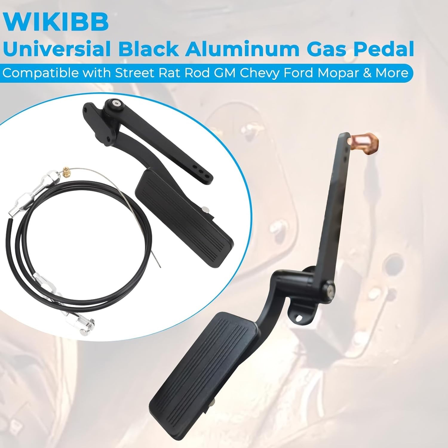 Universal Black Aluminum Gas Pedal Compatible with Street Rat Rod GM Chevy Fo…