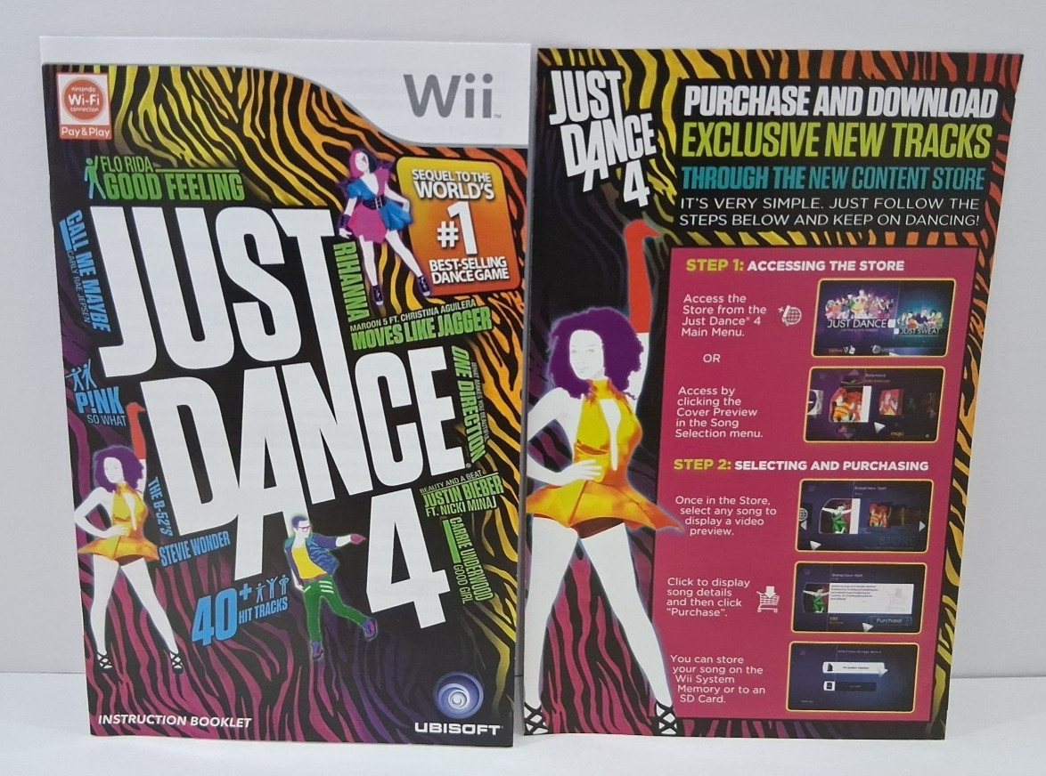 Nintendo Wii Just Dance 4 Complete Game, Case & Manual Tested & Working