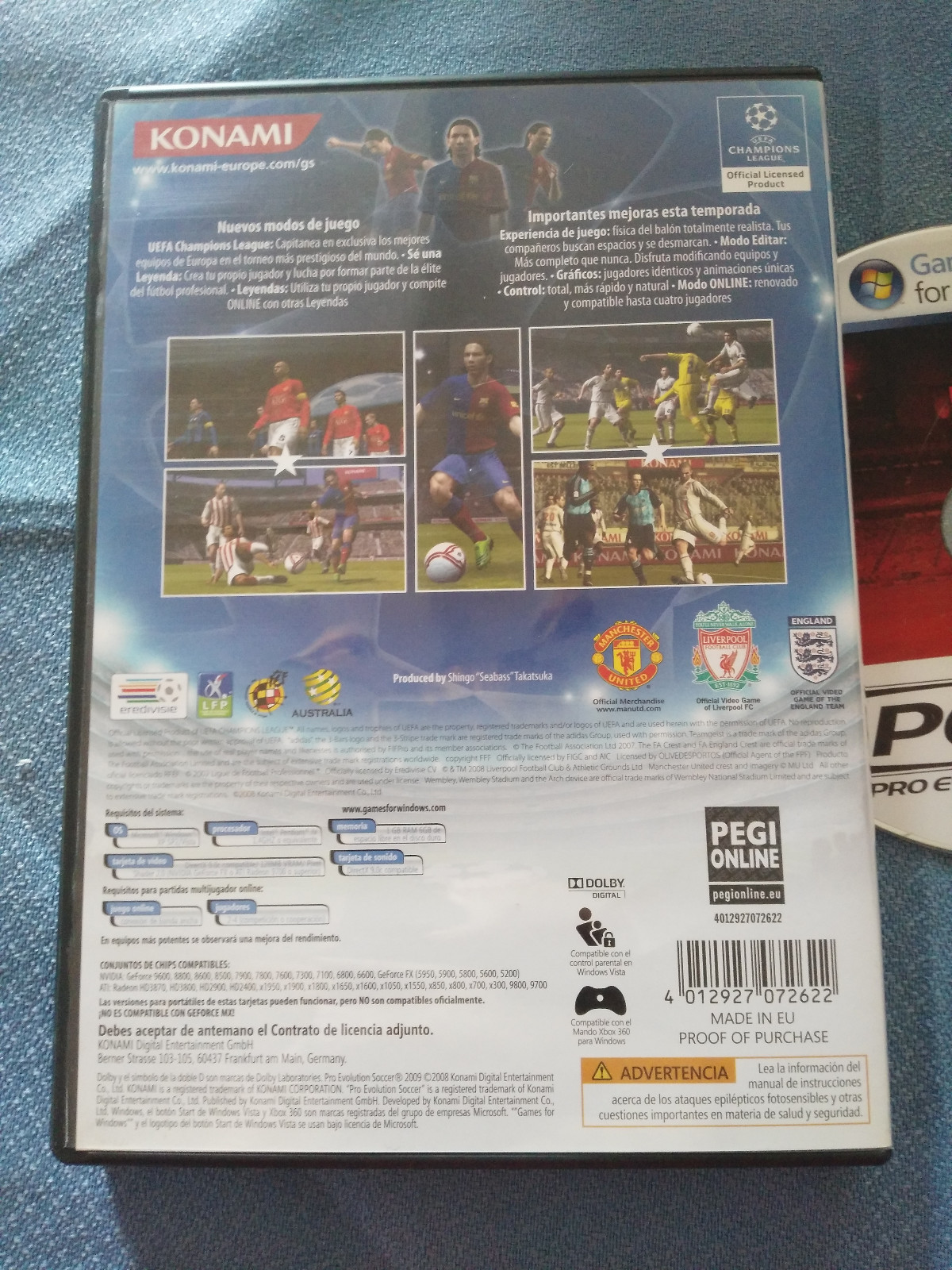 Pes 2009 Pro Evolution Soccer Juego Para Pc Dvd Windows Español Konami Messi