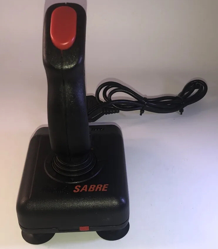 Suncom Analog Sabre Joystick Black & Red 2 Button Control Suction Mount -New