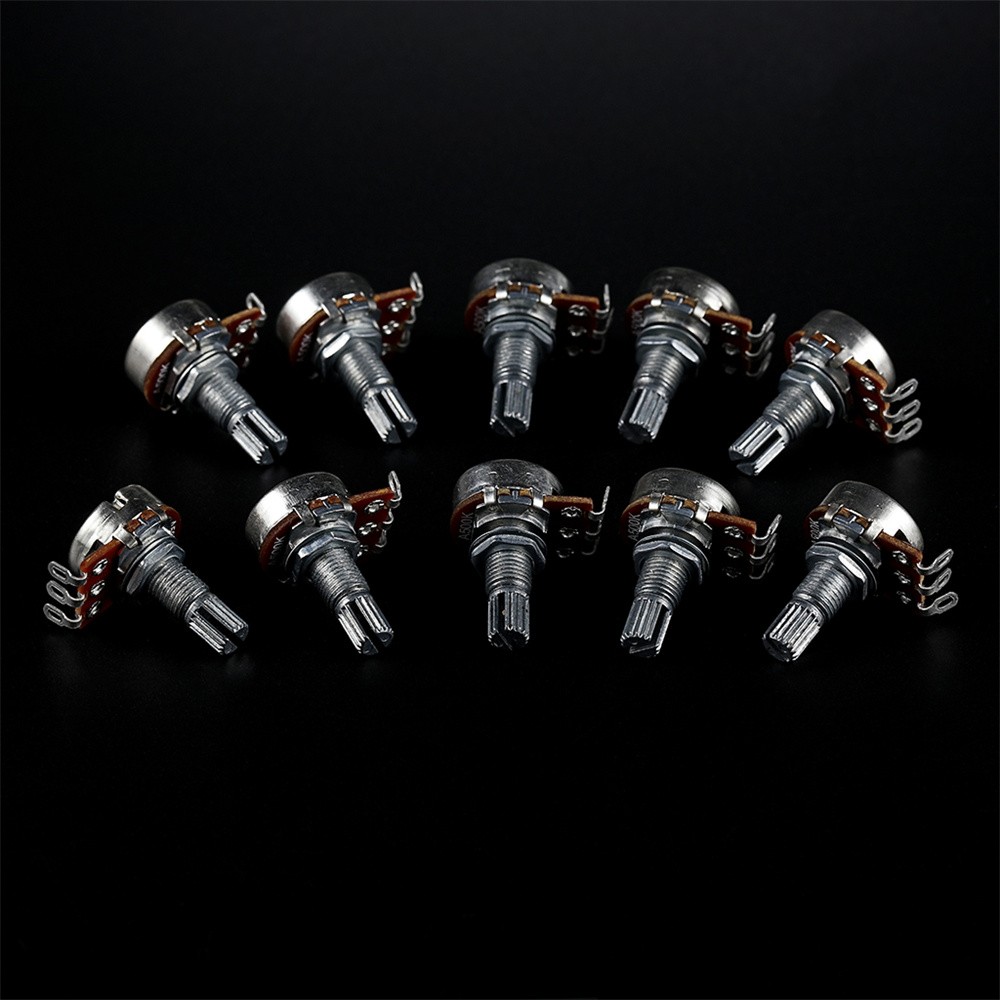 10Pcs Potentiometers 500K Ohm Guitar Bass Pots Split Shaft Rotary Audio Taper