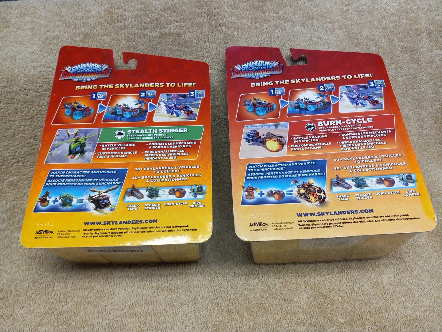 2 Skylanders SuperChargers Vehicles Burn-cycle & Stealth Stinger New