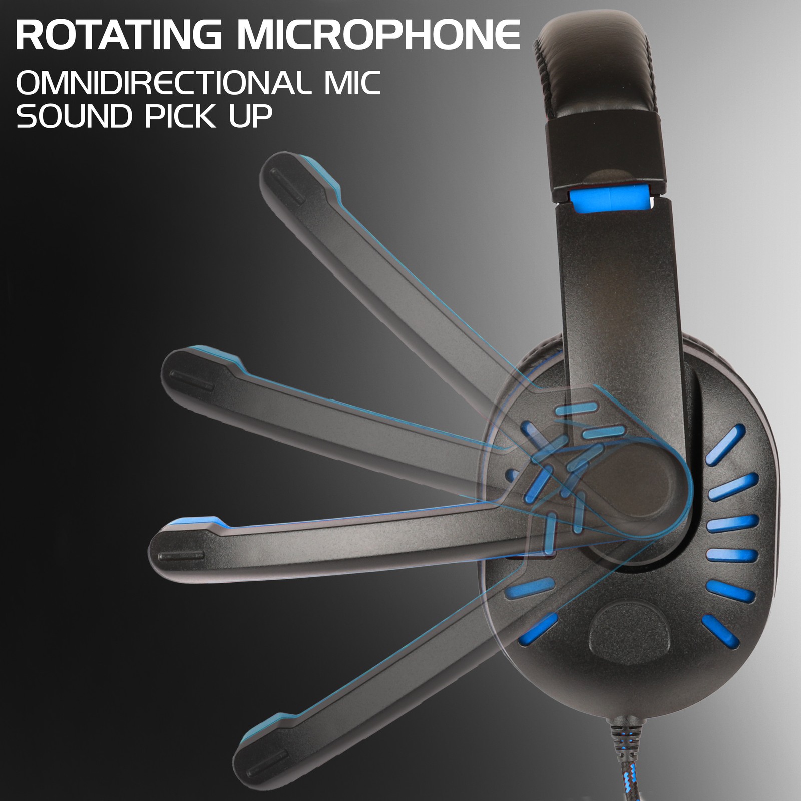 Gaming Headset with Rotating Microphone – Soft Adjustable Headband – Blue