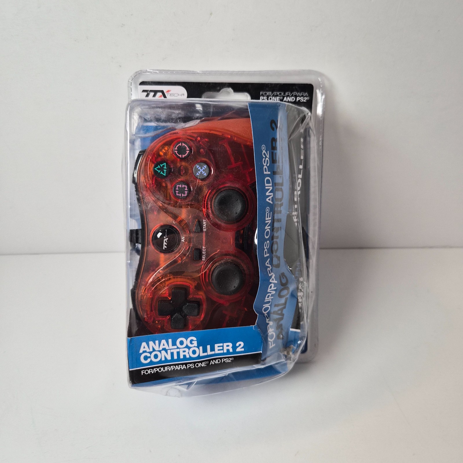 TTX Tech Analog Controller 2 Red Wired PS1 PS2 New Damaged Package