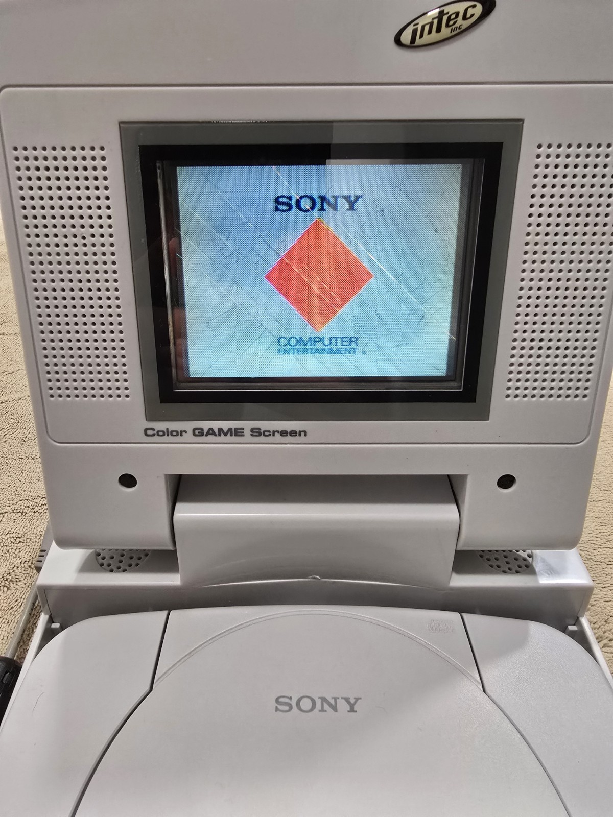 Sony Playstation 1 Console with LCD Screen Attachment PS1 and Game, works AS-IS