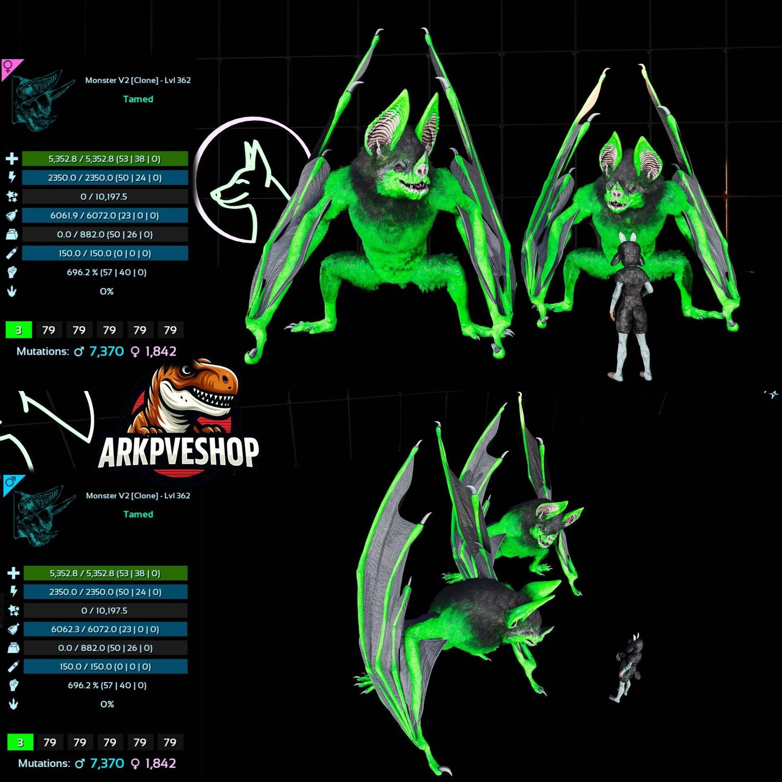 Desmodus Lvl362 696Melee Clone ASA PVE 🦖ARK Survival Ascended