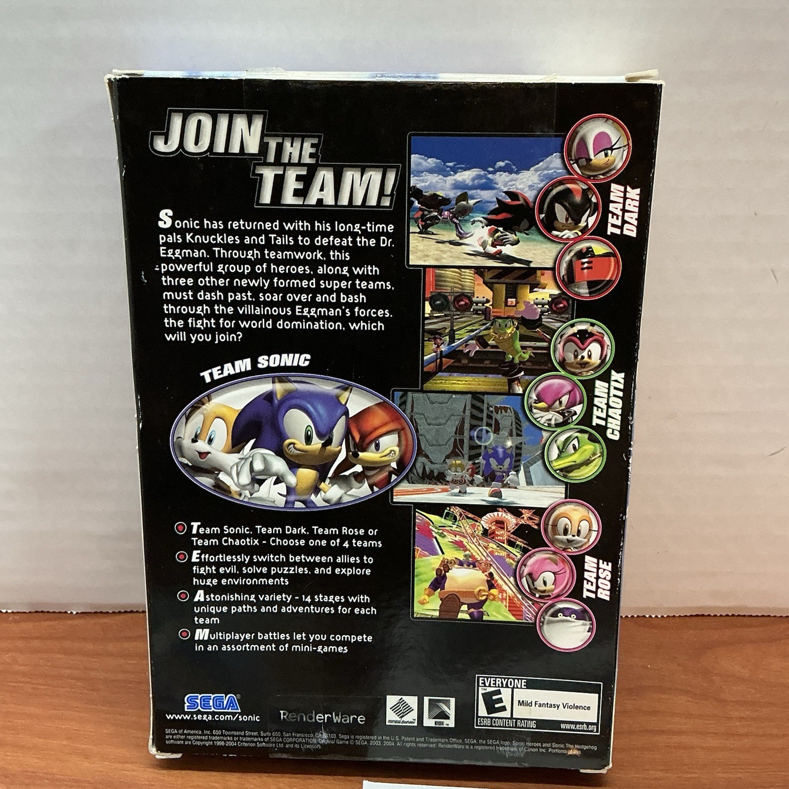 RARE BIG BOX! Sega Sonic Heroes PC Game 2004 COMPLETE Collectible Knuckles Tails