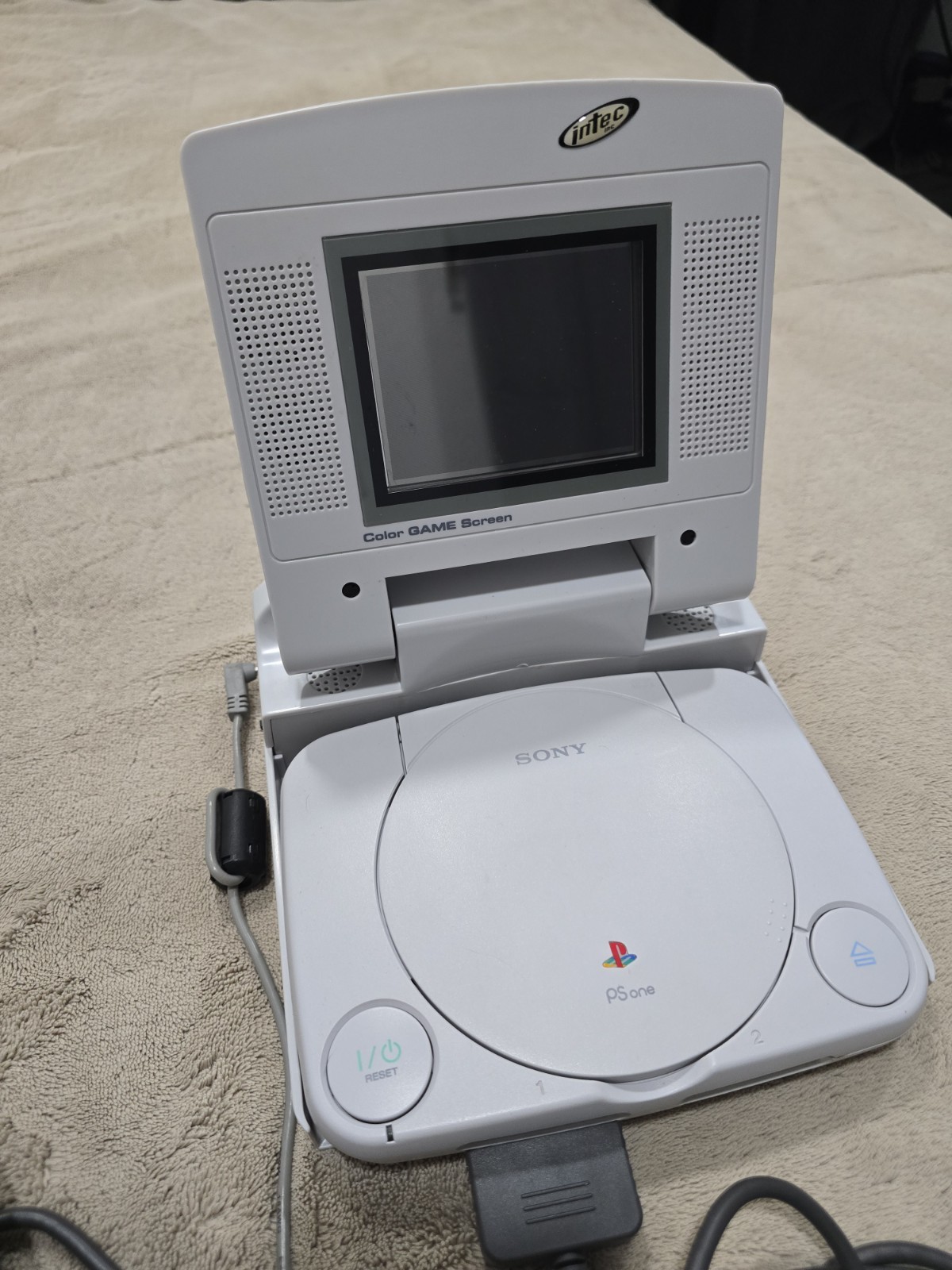 Sony Playstation 1 Console with LCD Screen Attachment PS1 and Game, works AS-IS