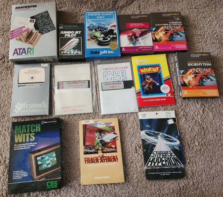 13 Atari 400 800 Cassette & Computer games WAYOUT Starbase Hyperion GHOST HUNTER