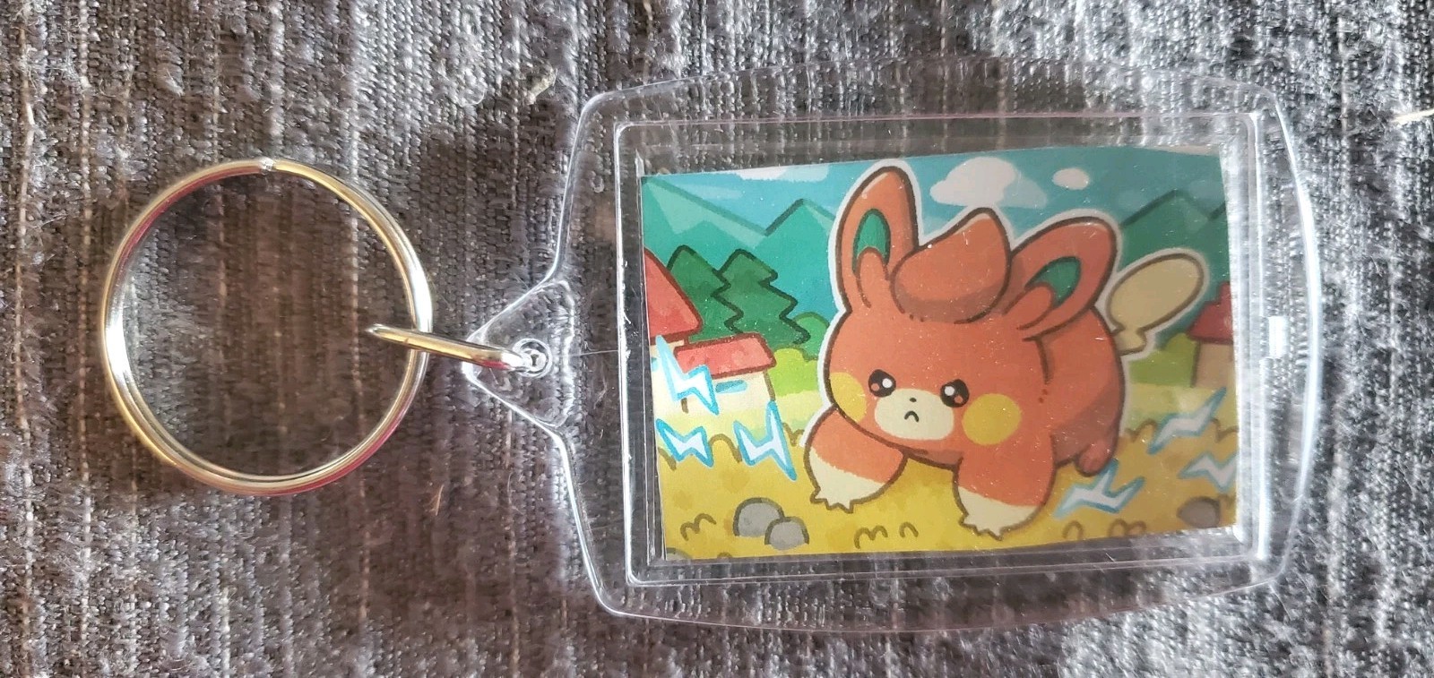 New! 2-sided POKEMON KEYCHAIN rigid clear plastic