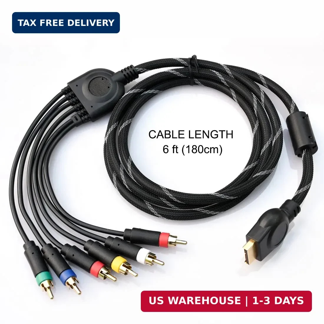HD Retrovision PlayStation 2/3 PS2/PS3 Premium YPbPr Component Video Cable 6 Ft