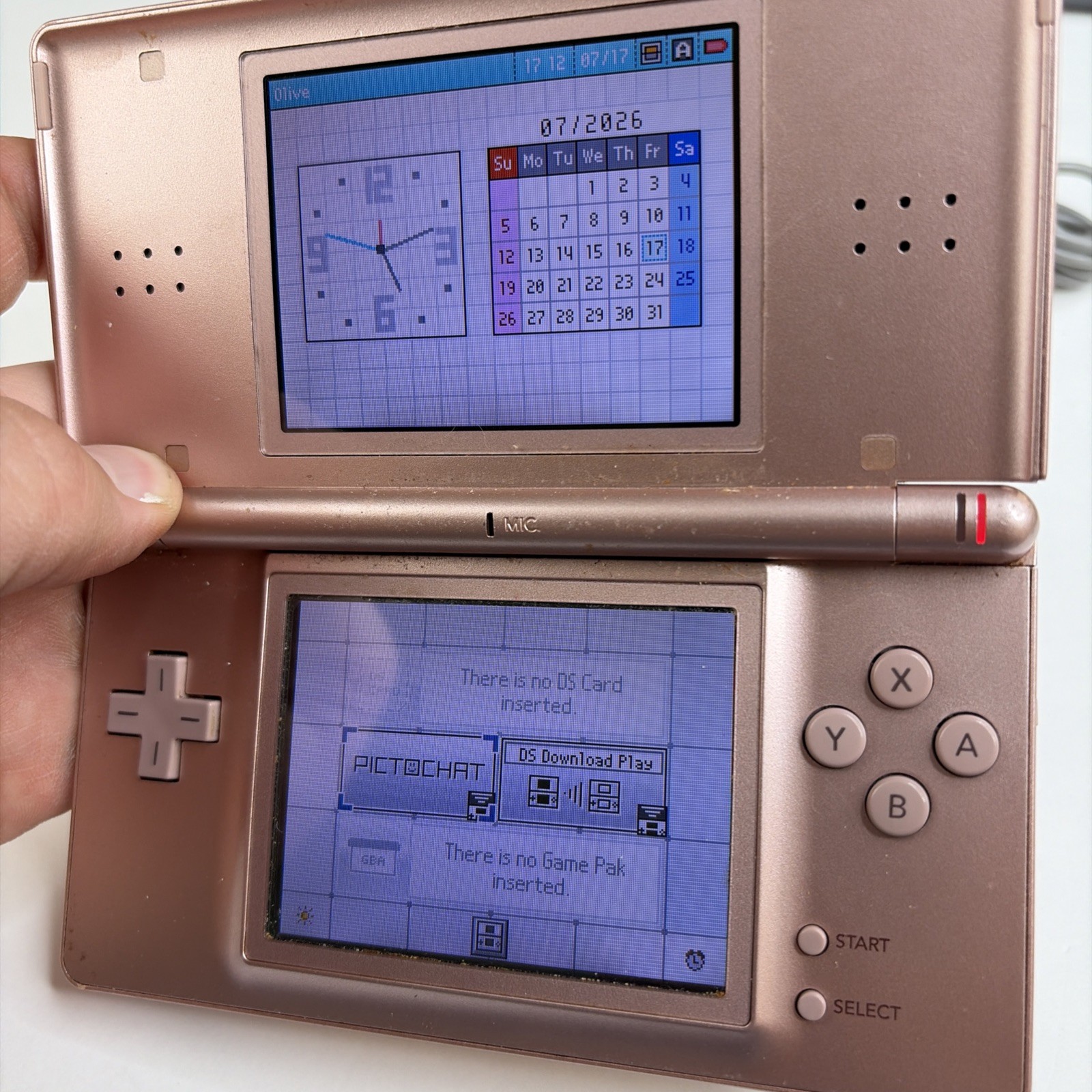 Nintendo DS Lite Rose Pink Handheld Console US Model w/ Charger Tested