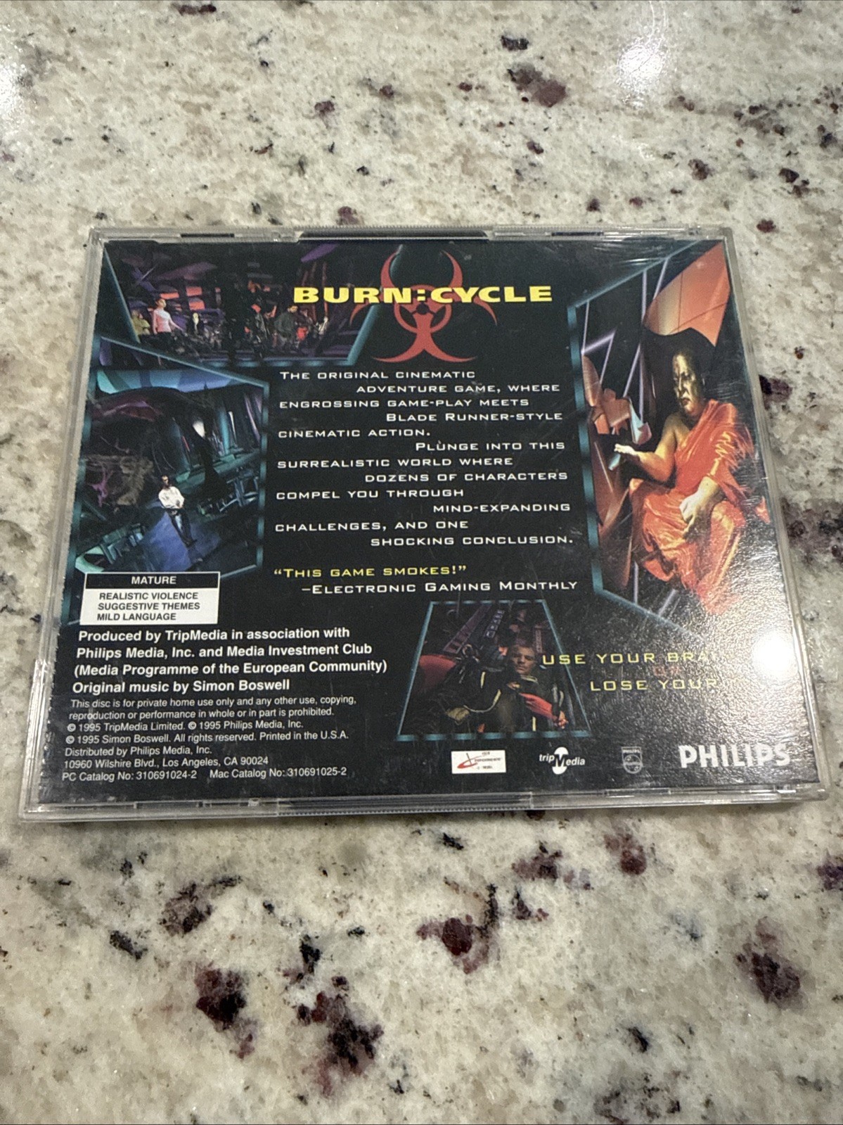 Burn Cycle PC CD-ROM FMV Style Game Excellent Condition One Disc