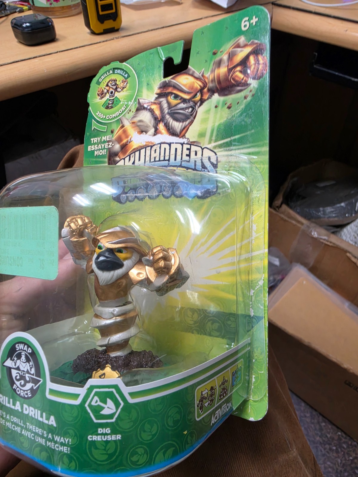 Skylanders Swap-Force Grilla Drilla with sticker and card