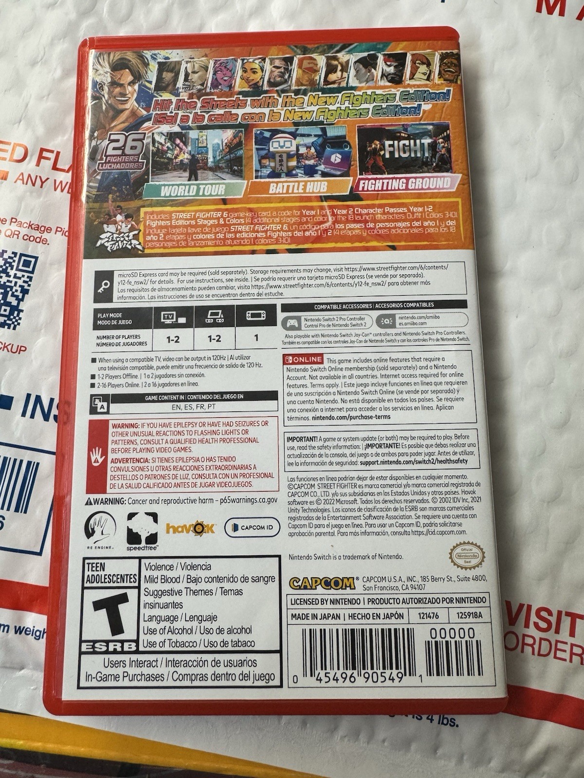 Street Fighter 6 Year 1-2 Fighters Edition Nintendo Switch Game No Box Cartridge