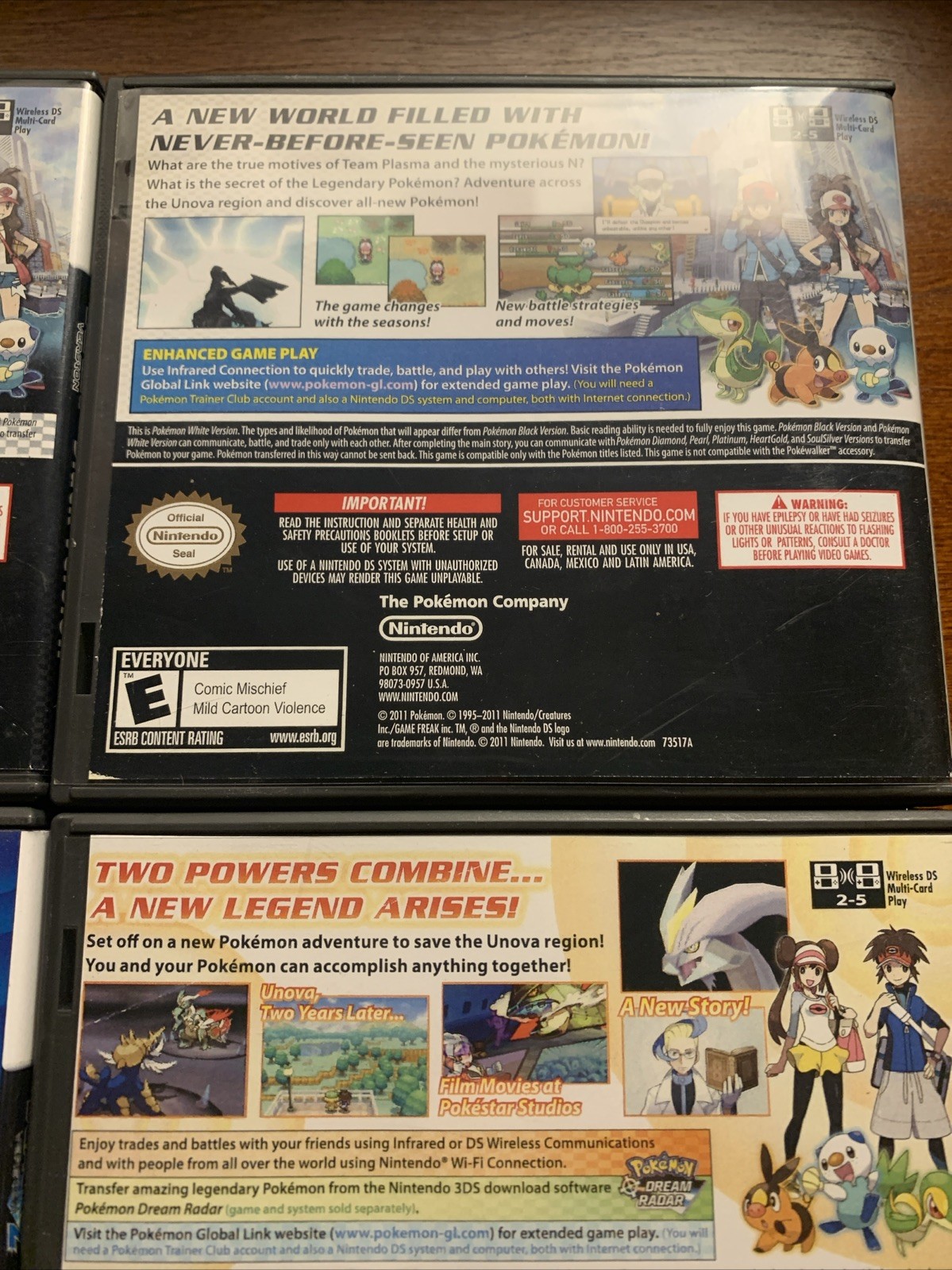 Pokemon White + Black Nintendo DS Replacement *(4) Cases Only NO GAMES – Bundle