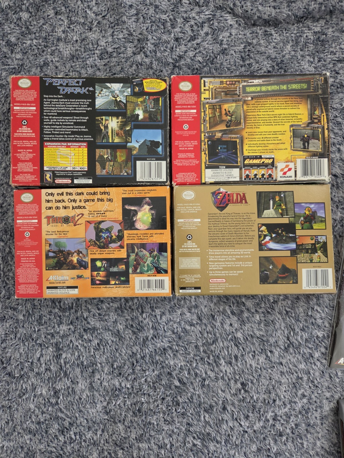 Nintendo 64 Games – Ocarina Of Time / Turok 2 / Hybrid Heaven / Perfect Dark N64