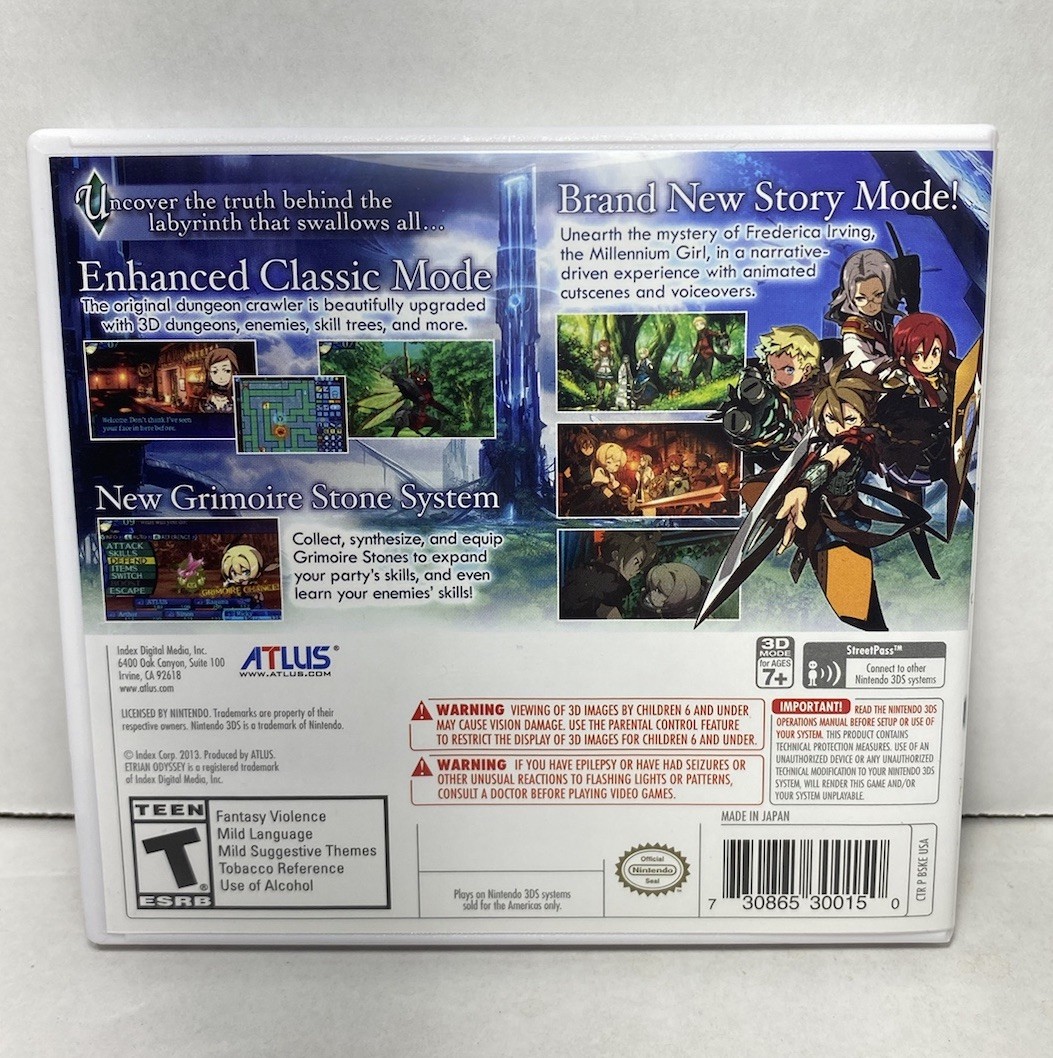 Etrian Odyssey Untold: The Millennium Girl (Nintendo 3DS, 2013) COMPLETE CIB