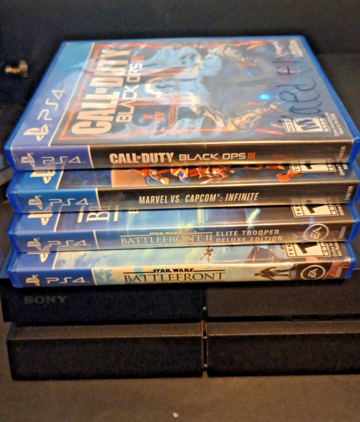 Sony PlayStation 4 PS4 500GB Bundle with 2 Controllers , 10Games,Cords + Tested