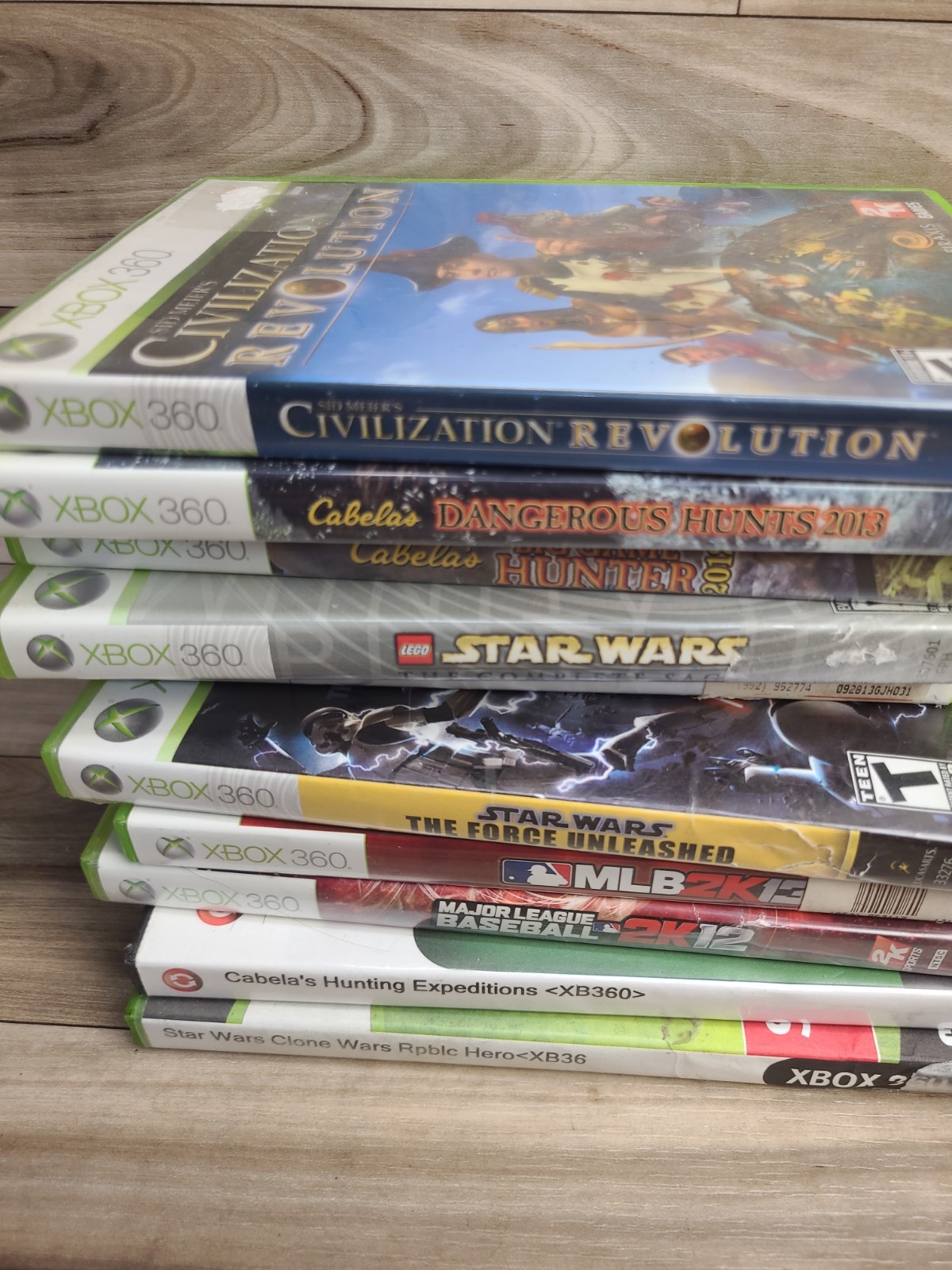 Lot If 10 Xbox 360 Games Civilization Revolution Stat Wars Cabelas Masters