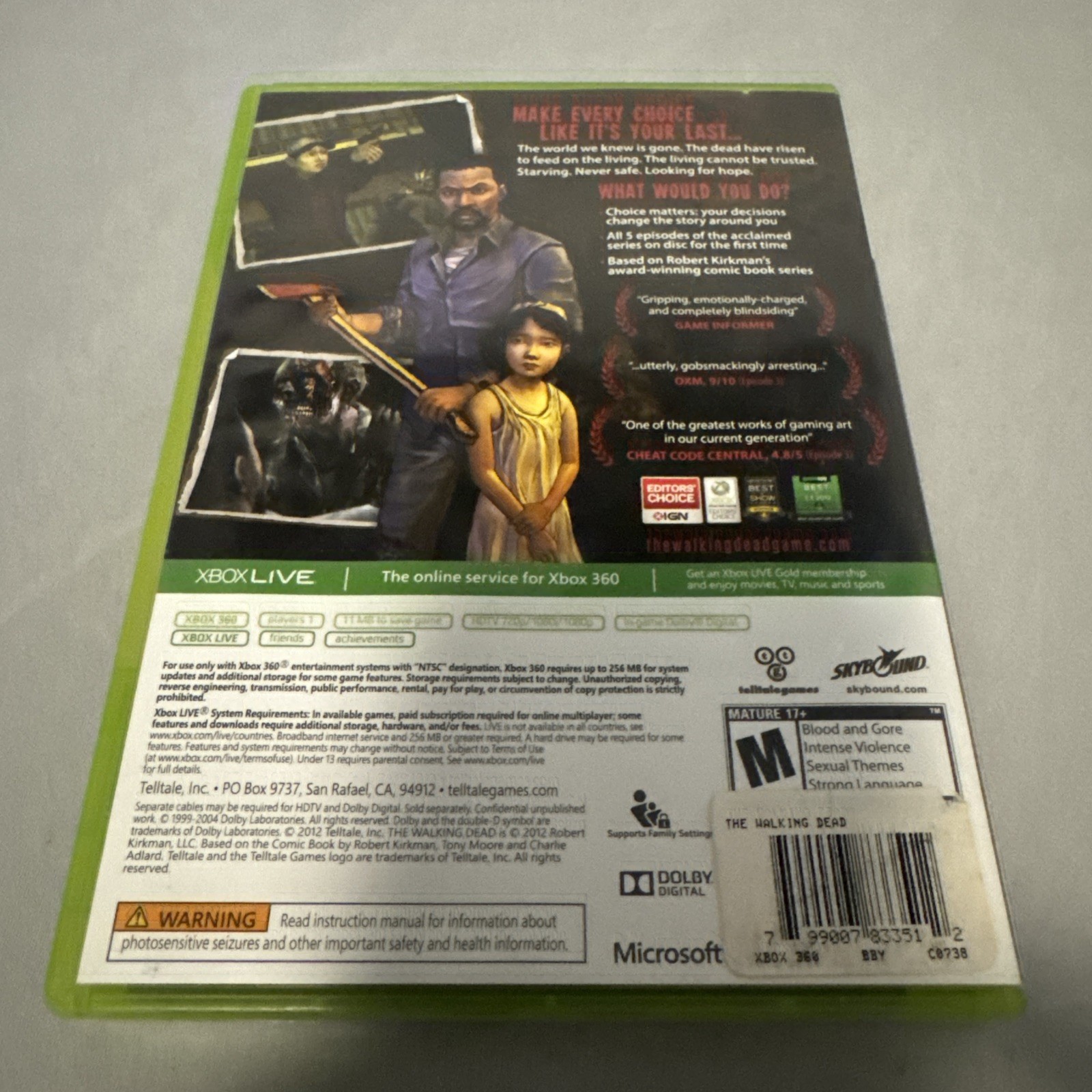The Walking Dead (Xbox 360) CIB COMPLETE- Tested