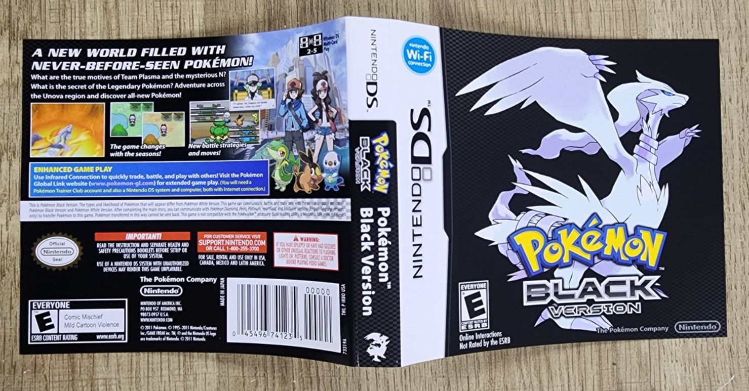 COVER MANUAL INSERTS ONLY – NO GAME – POKEMON BLACK- NINTENDO DS