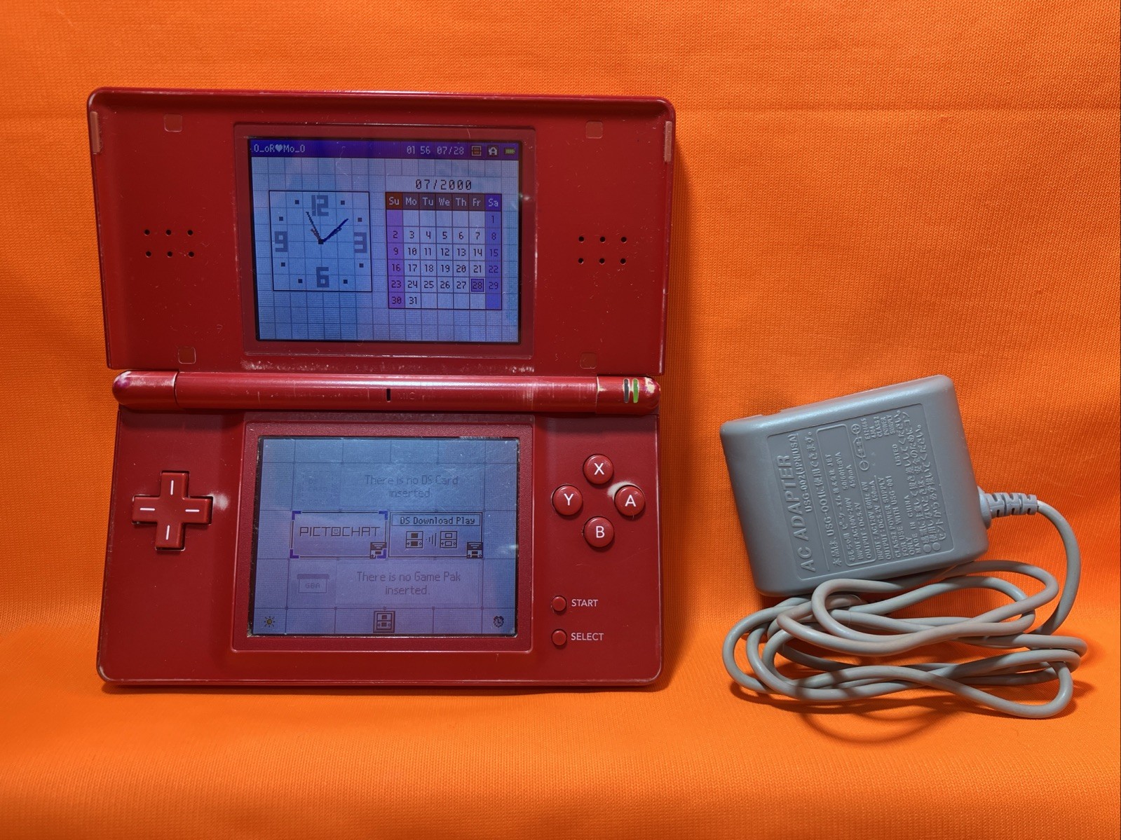 Nintendo DS Lite Red Mario Edition Console Tested Plus Charger