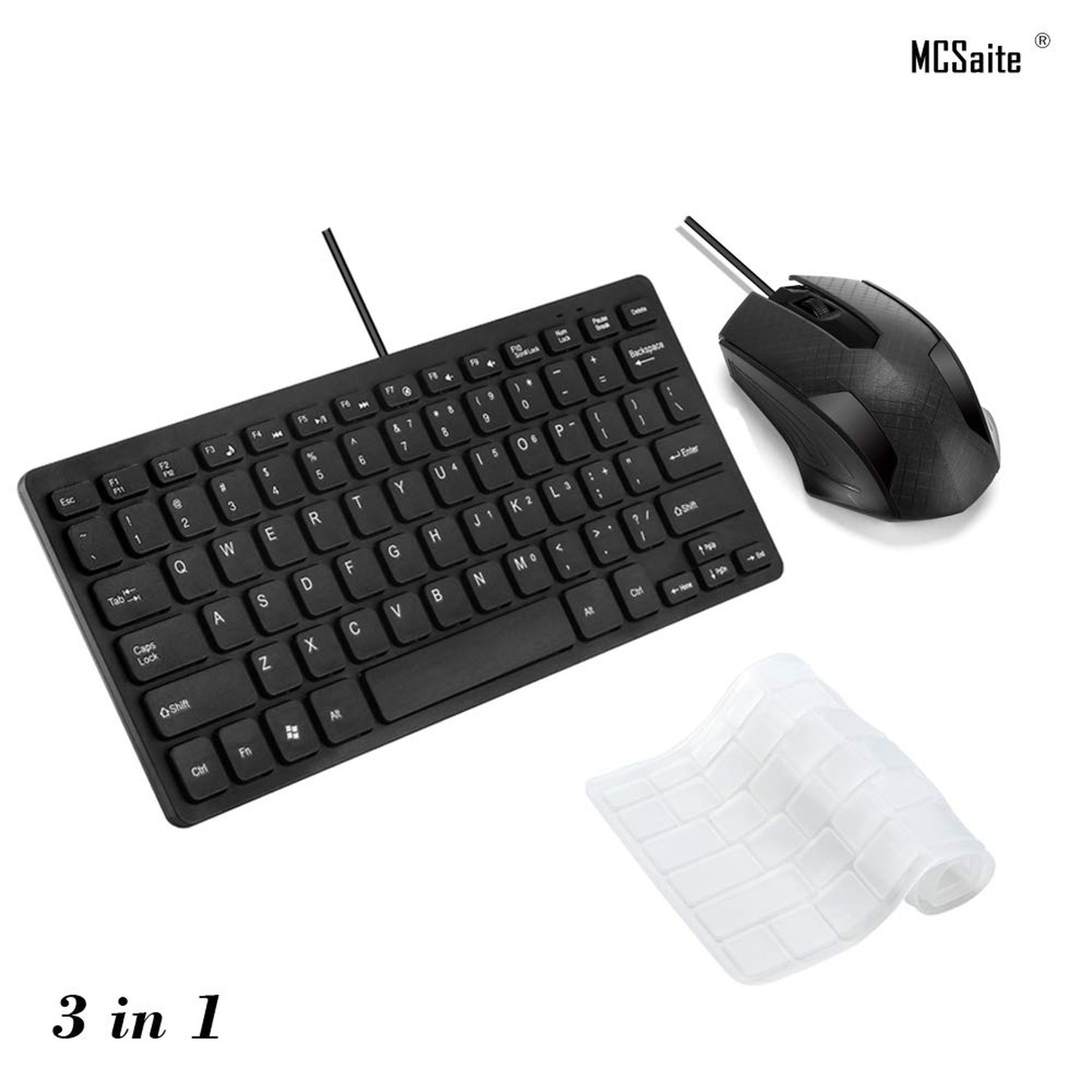 MCSaite Wired Mini Keyboard and Mouse Combo – with Keyboard Cover USB 60% Key…