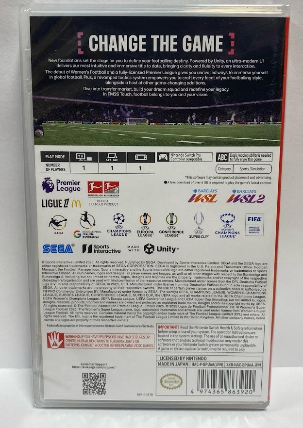 Football Manager 26 Touch Switch Brand New Game (2025 Sports)