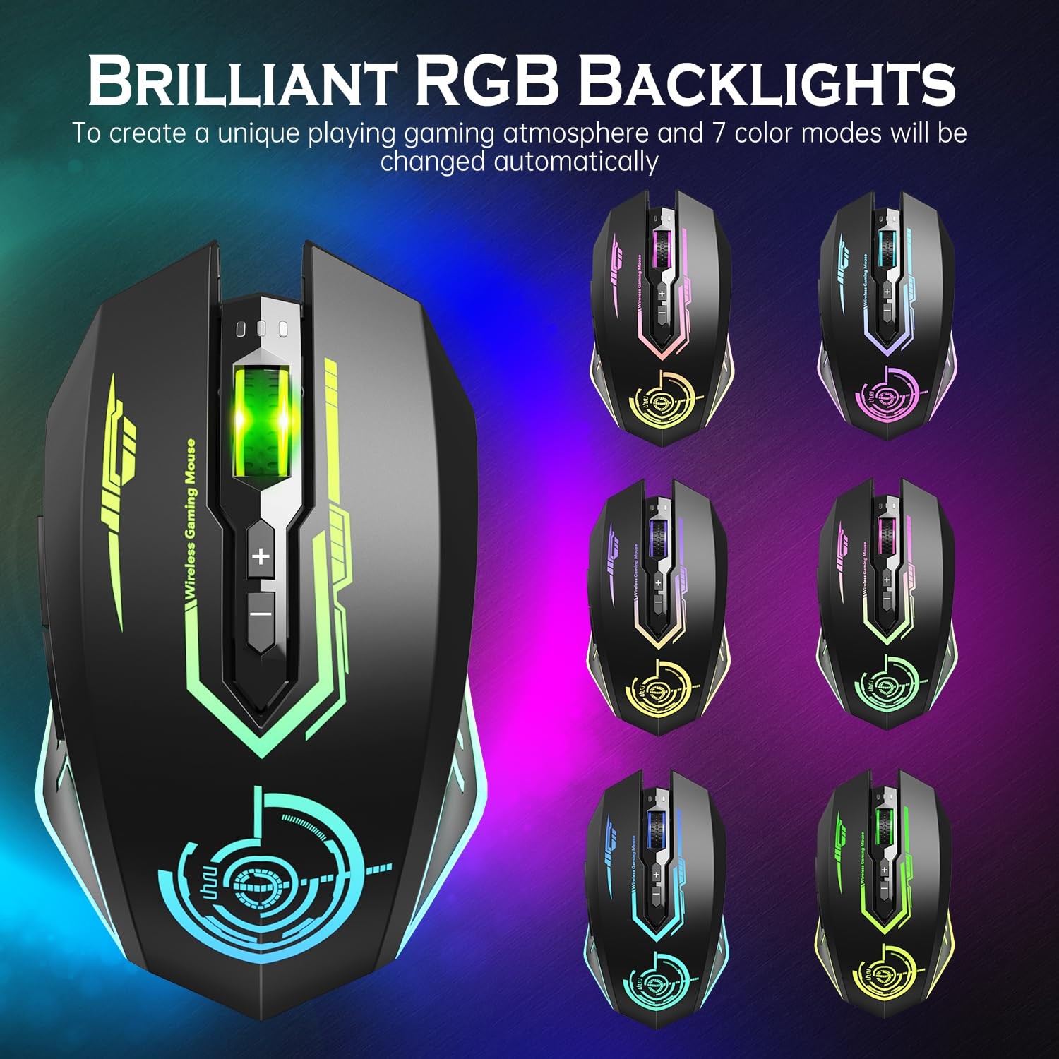 Uhuru Wireless Gaming Mouse Up To 12000 Dpi Rechargeable Usb-C Wireless Mouse 7