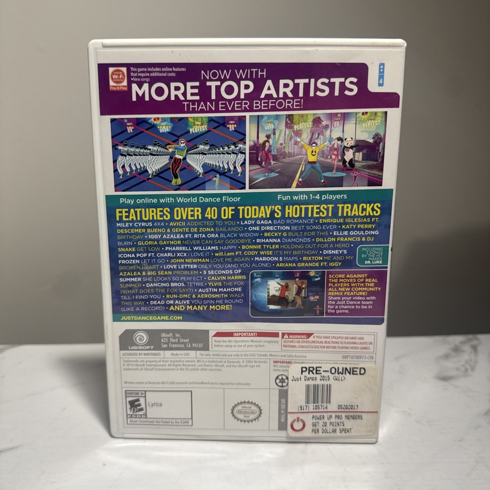 Just Dance Nintendo Wii 2015 Ubisoft Rythm Series 40+ Songs w/ Case & Manual CIB
