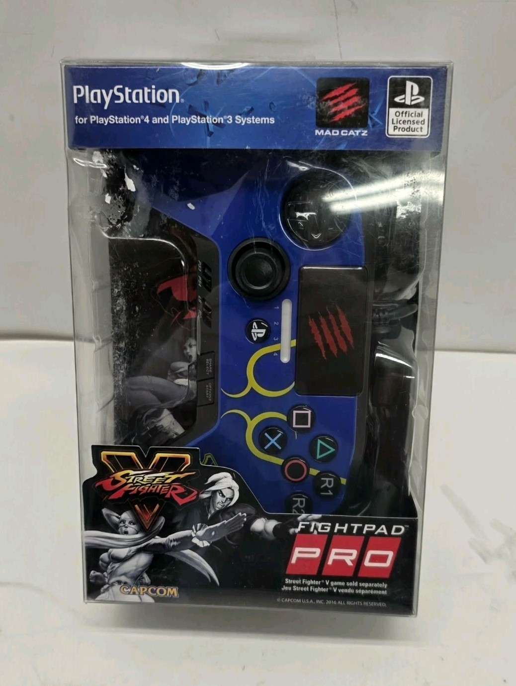 Mad Catz Playstation Street Fighter V Fight Pad PRO PS3 PS4 Controller Blue *NEW