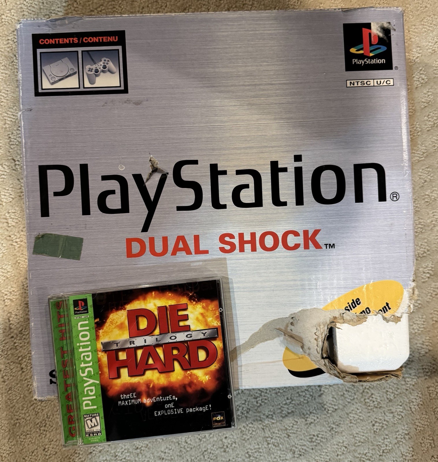 Sony Playstation PS 1 Dualshock Tested Console – With Box & Die Hard Game