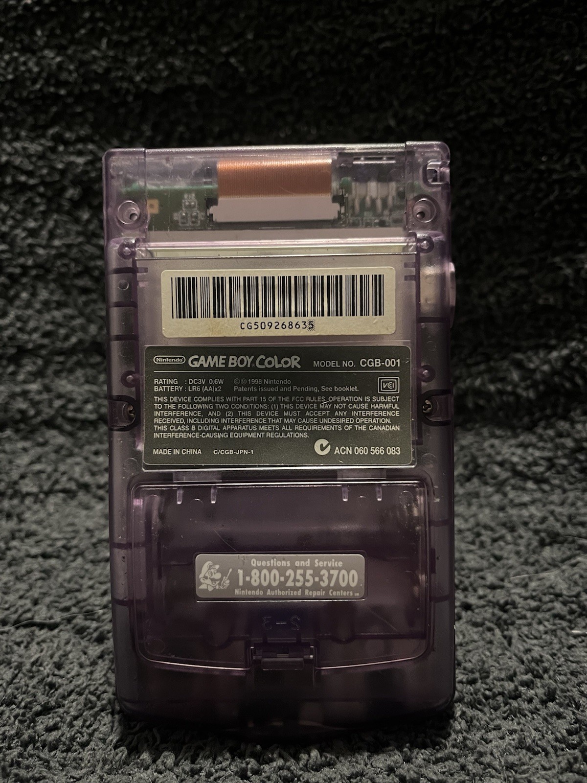 Game Boy Color Atomic Purple OEM Mint Condition+Silver GAME CARD&Blue GAME CARD