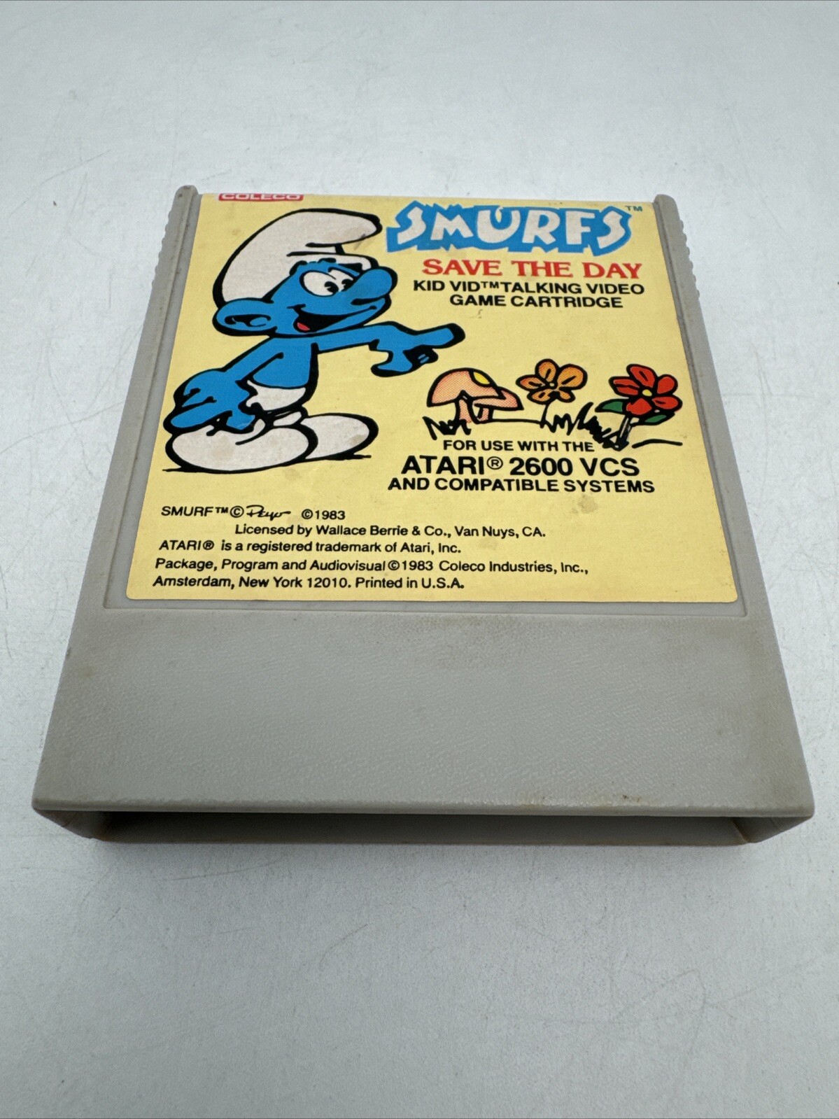 Smurfs Save the Day Atari 2600 1983 Coleco Kid Vid Talking Game Cartridge Works